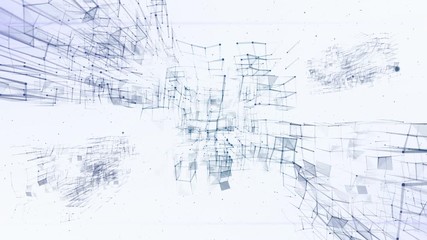 Poster - Megastructures in space. The dark lines. White background . Depth of field. Place for text. Plexus cinematographic business medical background. Visualization of abstract forms of the plexus