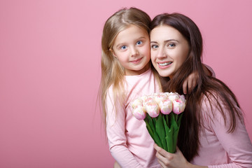 happy mother and daughter together
