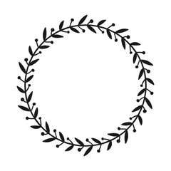 Wall Mural - Laurel wreath. Hand drawn vector round frame for invitations, greeting cards, quotes, logos, posters and more. Vector