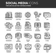 © 32 pixels - Communication. Social media. Online chatting. Phone call, app messenger. Mobile,smartphone. Computing.Email. Thin line black web icon set. Outline icons collection. Vector illustration.