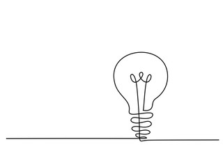 continuous line drawing. electic light bulb. eco idea metaphor. vector illustration