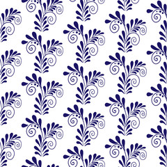  vector pattern of flowers ornament blue seamless