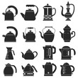 Set icon silhouette modern electrical and retro kettle