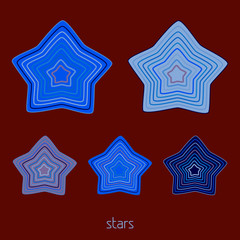 Poster - Set of abstract simple outline stars on maroon background. Vector
