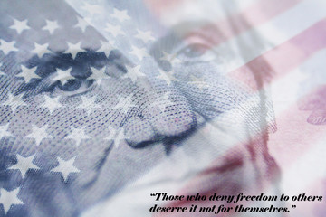 American Flag With Abraham Lincoln Quote  