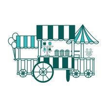 Carnival Circus Booths Food Ice Cream Balloons Vector Illustration Green Image