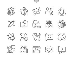 Fototapete - Social Icons Well-crafted Pixel Perfect Vector Thin Line Icons 30 2x Grid for Web Graphics and Apps. Simple Minimal Pictogram