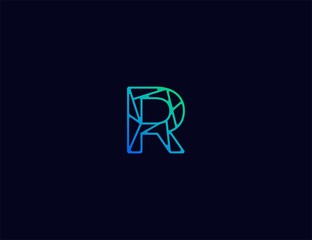 Wall Mural - Abstract line art  logo. letter R  tech logo template