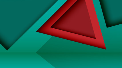 Aufkleber - Abstract geometric paper cut web banner template on green background.Vector illustration.