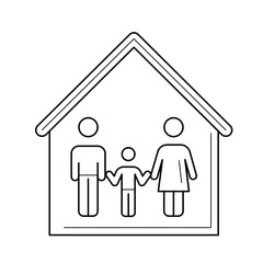 Poster - Family house vector line icon isolated on white background. House with family line icon for infographic, website or app.