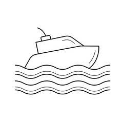 Wall Mural - Boat line icon isolated on white background. Yacht line icon for infographic, website or app. Icon designed on a grid system.