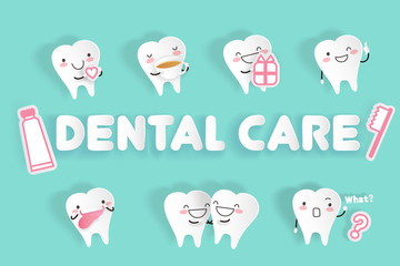 Sticker - tooth with dental care