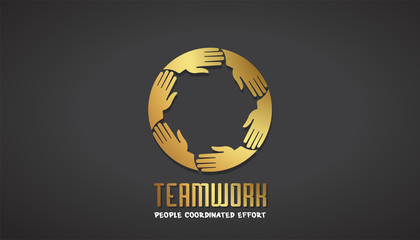 Wall Mural - Teamwork Business Gold Hands Logo Design