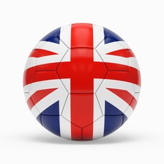 Wall Mural - 3d rendering of soccer ball with UK flag isolated on a white background