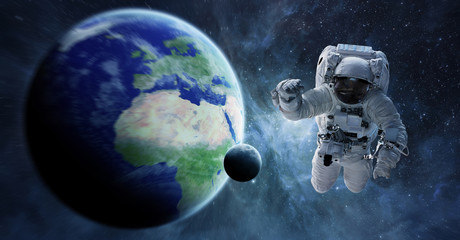Wall Mural - astronaut floating in space 3d rendering elements of this image furnished by nasa