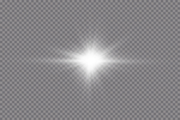 glow light effect. starburst with sparkles on transparent background. vector illustration. sun