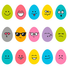 Wall Mural - Cute Easter eggs with different emotions