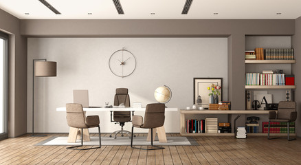 white and brown modern office