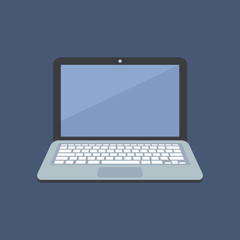 Poster - Laptop flat design style icon. vector illustration isolated on dark background. Clear monitor.