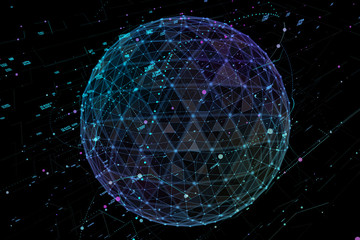 Aufkleber - Global technology or social network connection international meaning.