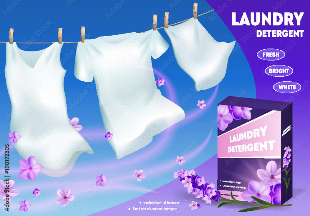 Realistic Detailed 3d Laundry Detergent Ads. Vector Stock Vector ...