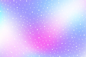 Poster - Geometric graphic background with connected lines and dots. Scientific cybernetic particle compounds. Minimal array. Lines plexus. Chemical surface pattern. Vector illustration.