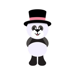 Wall Mural - cartoon panda vector in hat