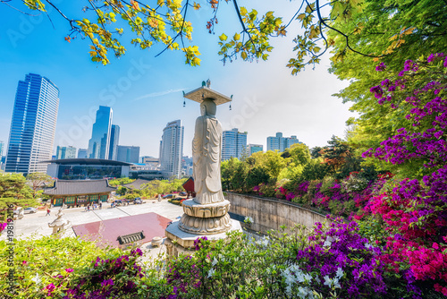 Photo Bongeunsa Temple During the Summer in the Gangnam District of Seoul, South Korea