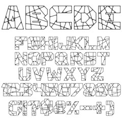 Aufkleber - Black and white alphabet, numbers and signs. Isolated vector objects on white background.