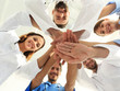 © ASDF - bottom view. close up of a doctors folded their hands together