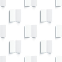 Fototapete - Blank white multi-page booklet mockups pattern, opened top view, 3d rendering. Plain twofold brochures mock ups set isolated. Folded book cover and flier, copy space.