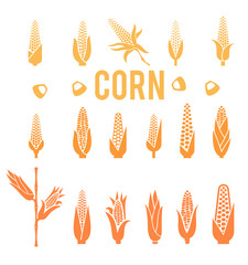 Wall Mural - Corn icons. Popcorn silhouette.