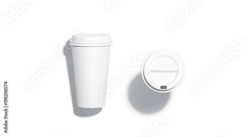 Download Blank white disposable paper cup mock up lying and stand top view with plastic lid mockup ...