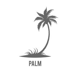 Wall Mural - Palm trees silhouette on island.