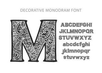 Wall Mural - ornate decorative vector font.