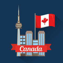 Canvas Print - city toronto canada flag banner vector illustration