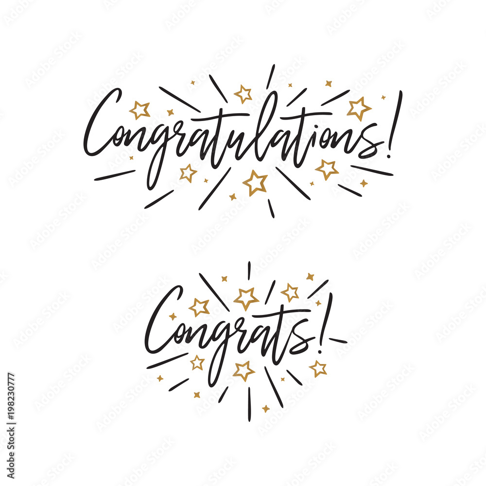 Congratulations Individual Lettering Congratulations. Hand lettering. Vector handwritten typography. Stock ...