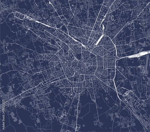 Fotomural vector map of the city of Milan, capital of Lombardy, Italy