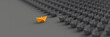 Leinwandbild Motiv Leadership, success, and teamwork concept, orange leader boat leading black boats. 3D Rendering.