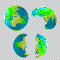 Wall Mural - Vector low poly earth illustration. Polygonal globe icon.