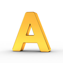 Aufkleber - The letter A as a polished golden object with clipping path