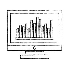 Wall Mural - computer statistics business graph presentation vector illustration sketch design