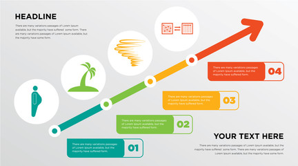 Poster - obesity, palm tree flat, hurrican, discip growing horizontal presentation design template in green, red and yellow, grow up business infographics with icons