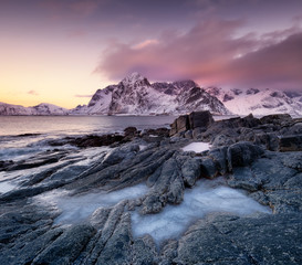 Wall Mural - seascape during sunrise. beautiful natural landscape on the seashore