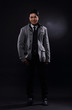 © Jade - Full Length Snap Figure, Business Man Stand in gray coat white shirt black pants,