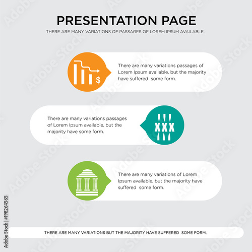 Stampe bank branch, xxx, cost uction presentation design template in orange, green, yel