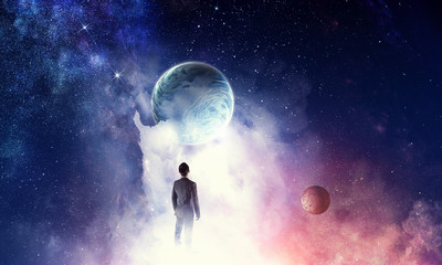 Wall Mural - businessman and cosmos concept
