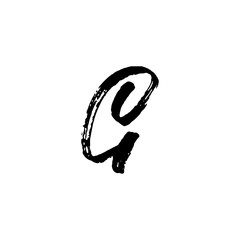 Canvas Print - Letter G. Handwritten by dry brush. Rough strokes textured font. Vector illustration. Grunge style elegant alphabet.