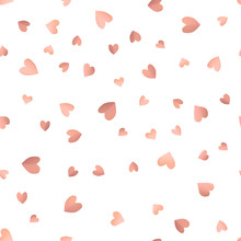 Seamless Pattern Background With Pink Hearts. Paper Wallpaper Vector Illustration. Template For Valentines Day.