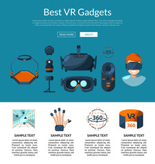 Poster - Vector website page template with flat style virtual reality elements